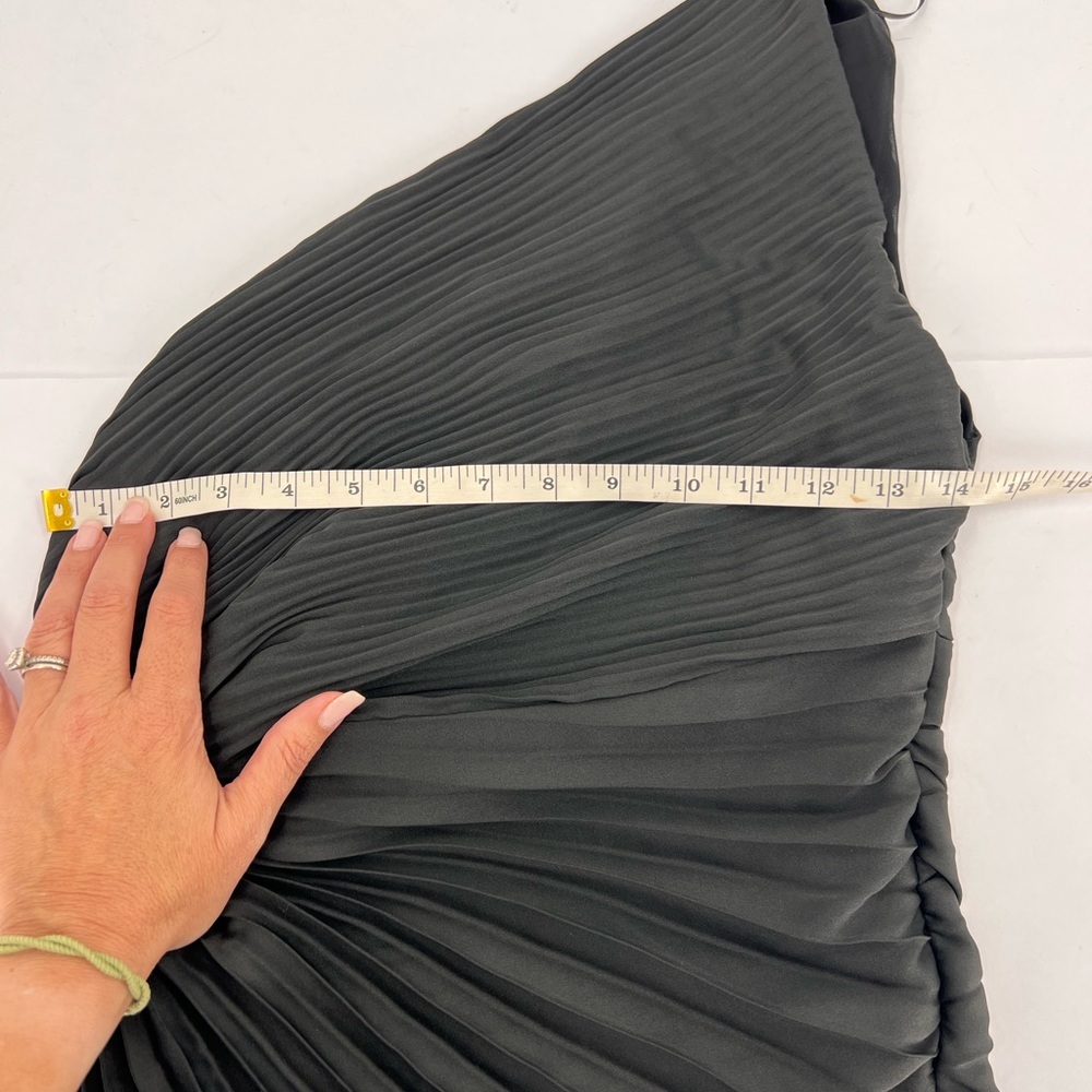 MANGO One-Shoulder Side Cutout Pleated Midi Dress size 6 - Picture 3 of 10